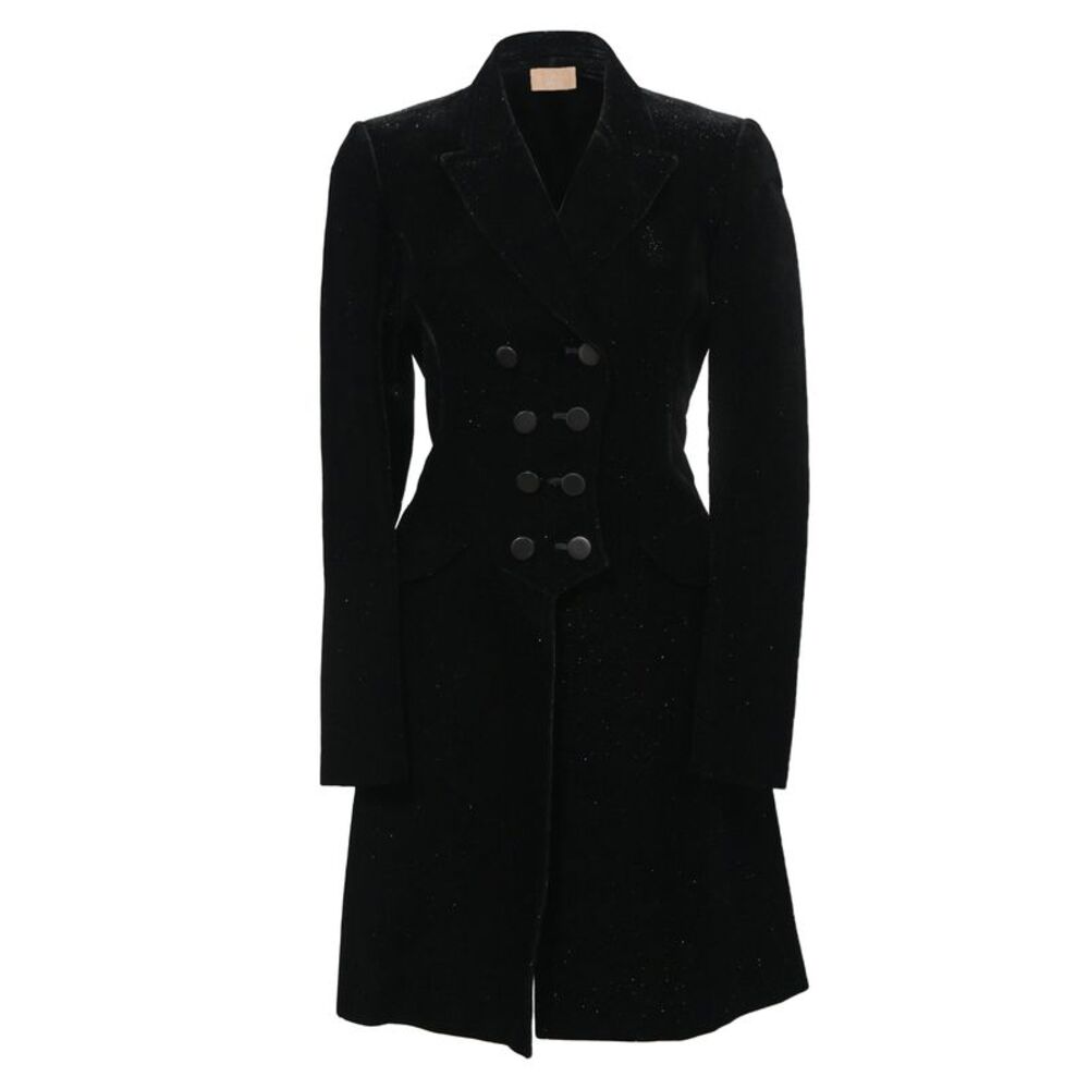 Alaïa Double-Breasted Glitter Coat in Black Velvet